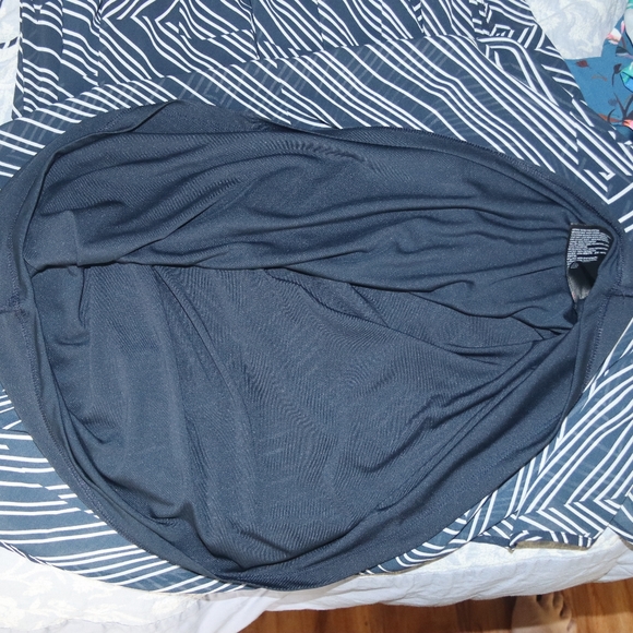 H&M Navy Striped Scalloped Dress 12 - Picture 3 of 5